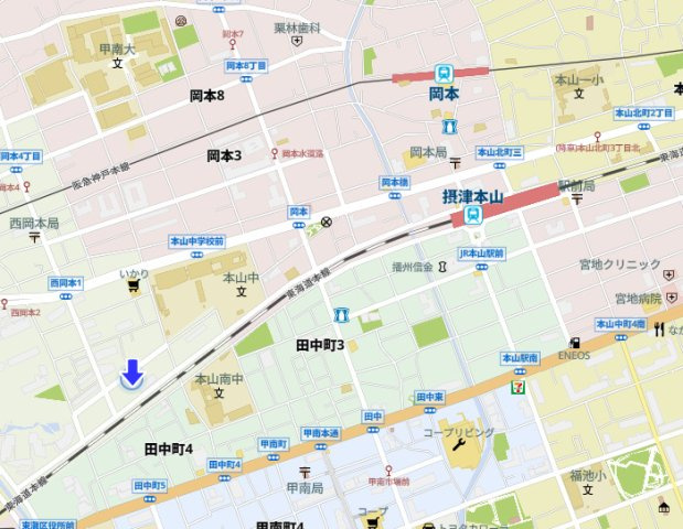 神戸市東灘区西岡本1丁目　店舗付中古戸建の地図|都心部へのアクセス良好な立地！