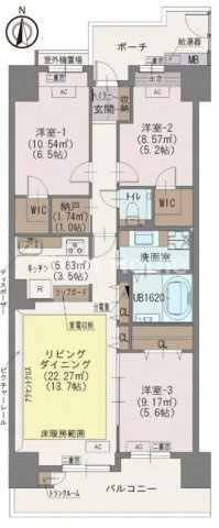 東京ビューマークスの間取り|9階部分・南向きにつきまして日当たり・通風・眺望良好。新規リノベーション施工が完了いたしましたのでいつでも内覧が可能です。