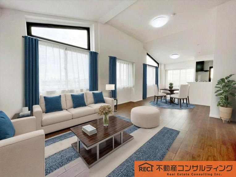 ルネ本山南の居間・リビング|開放感のあるルーフバルコニー付