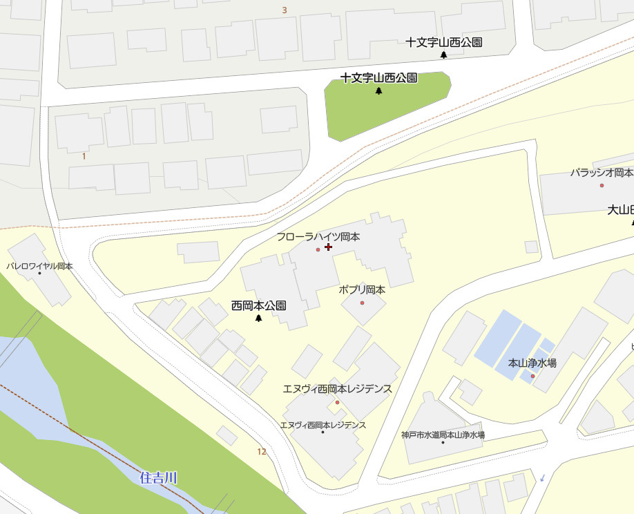 フローラハイツ岡本の地図