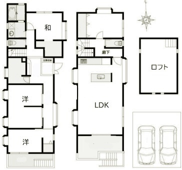 神戸市東灘区御影山手3丁目　中古戸建の間取り