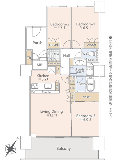 【間取り】 | オラリオンサイト三番館 | 3LDKは、リビングダイニングキッチンと3つの居室がある間取り。ファミリー層に非常に人気の高い間取りで、広々としたリビングで家族団らんを楽しみ、個室でプライベートな時間も確保できるのが大きな魅力です。