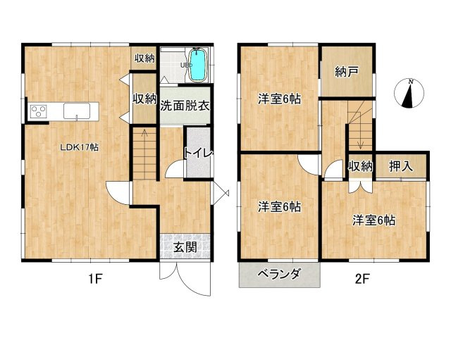 高知市十津3丁目　中古戸建の間取り