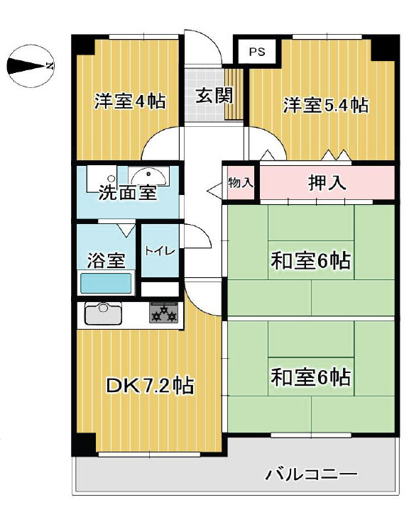 クリーンピア構　8階の間取り|4DKです。