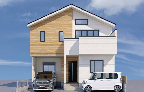 平塚市菫平　新築戸建の外観パース|イメージパスですので実際のものと多少異なります