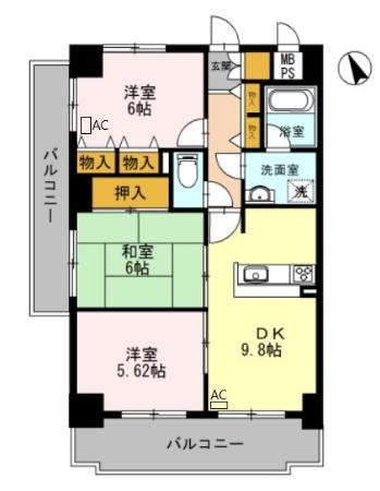 エール豊岡の間取り|即入居可！お子様連れにもオススメ３ＤＫの間取り♪