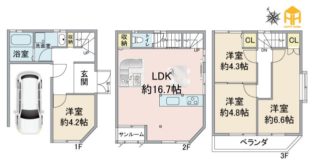 吹田市川岸町中古一戸建て│4LDK＋駐車1台可の間取り|※現況と図面が異なる場合現況を優先いたします。