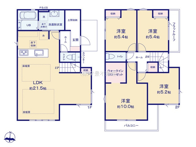 《仲介手数料無料》三鷹市井口４丁目6-26新築一戸建てKEIAI Graceの間取り