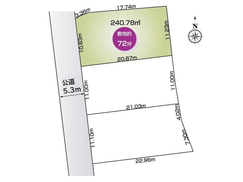 つくば市谷田部（全3区画）1号棟　区画図