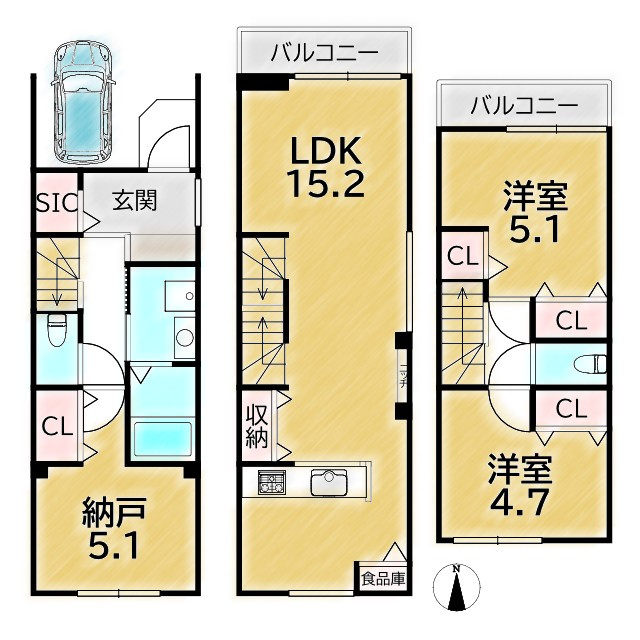 聖護院東町 新築戸建(A号地)の間取り
