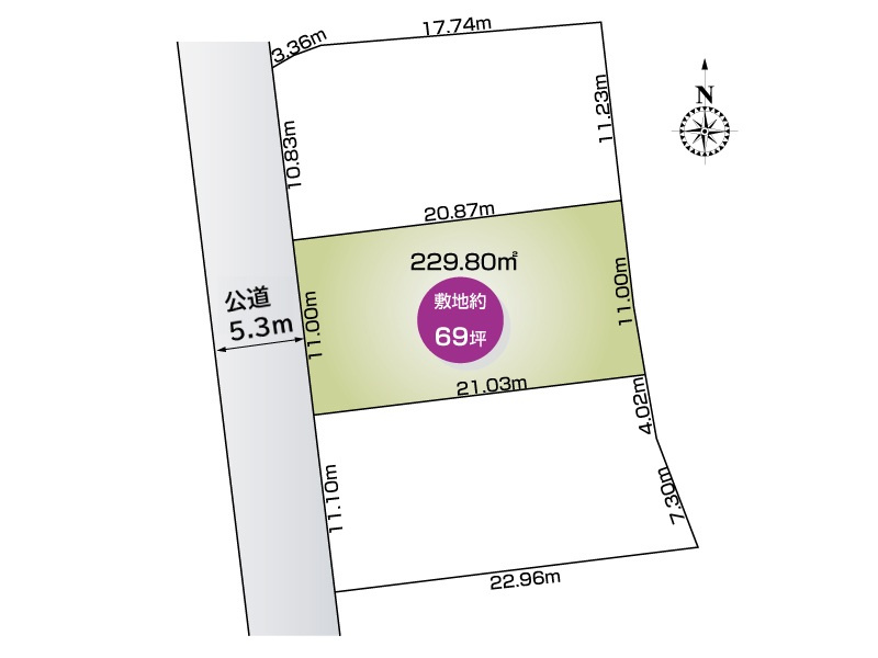 つくば市谷田部（全3区画）2号棟　区画図