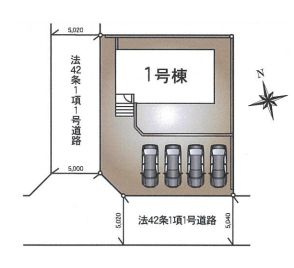 下妻市鬼怒　第7　1号棟の区画図