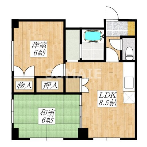 田端シティクレストの間取り|2面採光の角部屋です