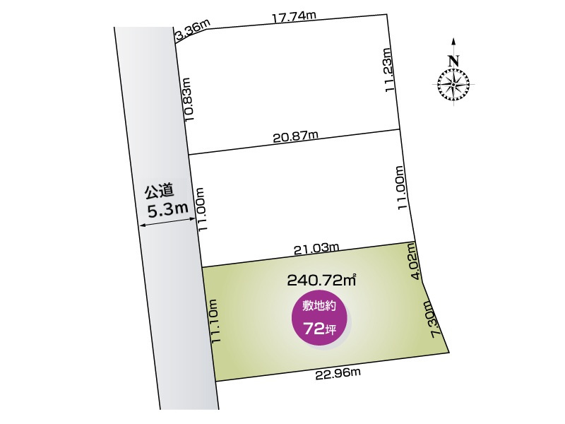 つくば市谷田部（全3区画）3号棟　区画図