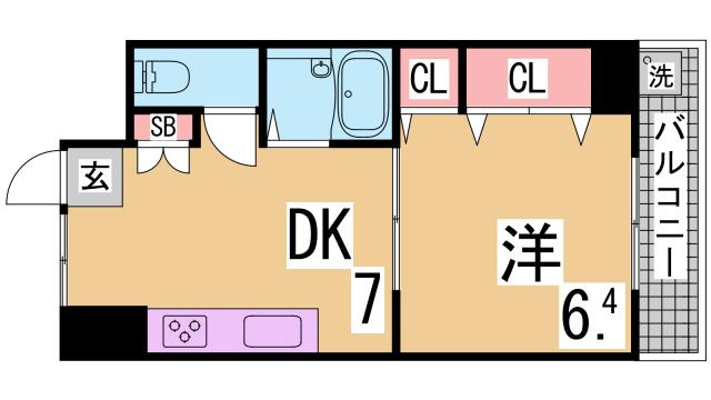 神戸市兵庫区上沢通５丁目の賃貸マンションの間取り