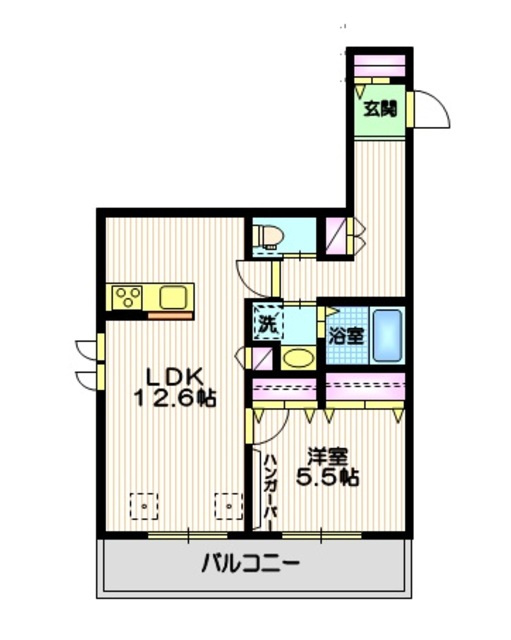 ＨＥＢＥＬ　ＭＡＩＳＯＮ　中山の間取り|12.6帖のゆとりあるリビング