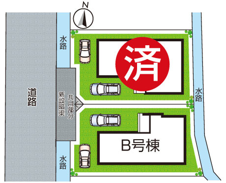 ■三島郡島本町広瀬　新築一戸建ての区画図