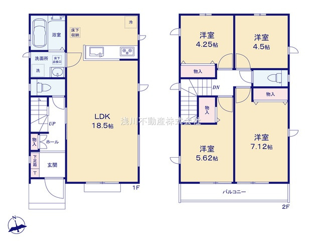 八王子市　横川町　新築一戸建て　２０期の間取り|～南向き4LDK　開放感のあるワンフロアリビングの間取り～