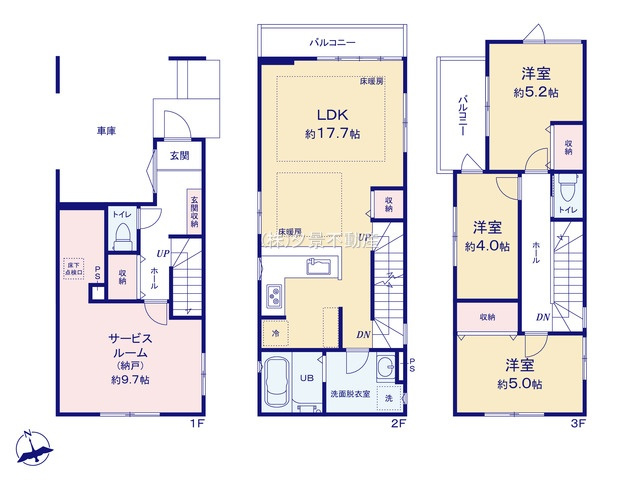 《仲介手数料無料》狛江市和泉本町３丁目5-6新築一戸建てKEIAI Graceの間取り