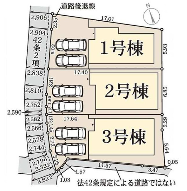 公園垂水区名谷町　新築戸建ての区画図
