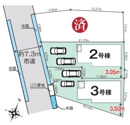 新築一戸建て　狭山市根岸２丁目の区画図|カースペース2台分(車種によります)