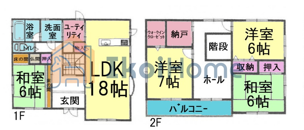 神戸市西区宮下１丁目　中古戸建の間取り|●年中無休：当日予約可●納戸・ウォークインクローゼット等収納豊富な間取り！LDKは18帖ございます♪