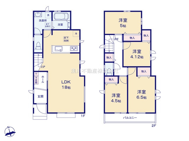 八王子市　横川町　新築一戸建て　２０期の間取り|～南向き4LDK　開放感のあるワンフロアリビングの間取り～