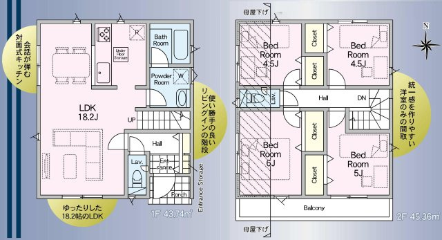 三郷市東町　新築戸建　全1棟の間取り|2階に洋室4部屋！家族それぞれのプライベート空間を確保できます