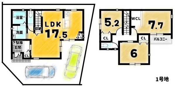 調子一丁目１号地　条件付き土地の参考プラン