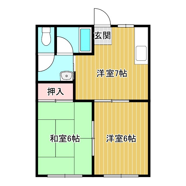 コーポラス田主丸Bの間取り