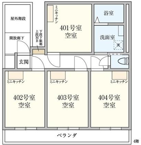 守口市店舗事務所付き住宅の間取り