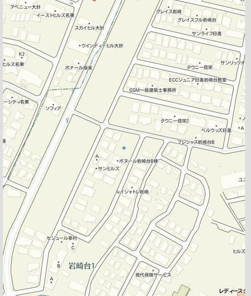 ボヌール岩崎台B棟の地図