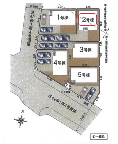 飯能市笠縫・全5棟　新築一戸建　2号棟の区画図|【全5棟・2号棟】カースペース縦列2台