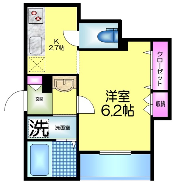 サニークレストの間取り|★洋室６．２帖★
