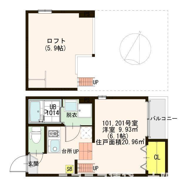 大阪市城東区東中浜６丁目のアパートの間取り
