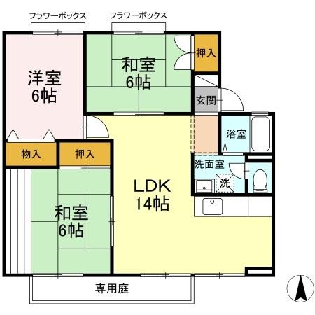 熊本市東区長嶺東５丁目のアパートの間取り