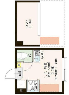 中野区上高田２丁目のアパートの間取り