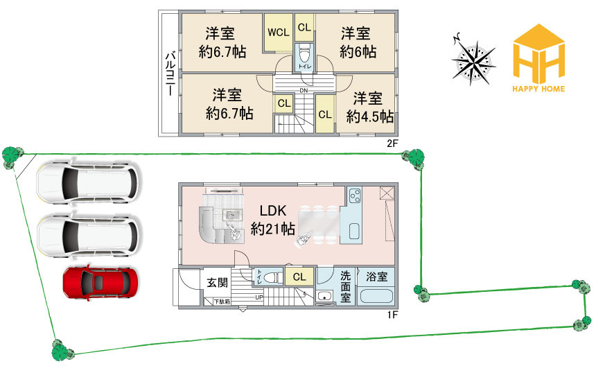 宝塚市中州1丁目新築一戸建て│4LDK+駐車3台可(車種制限あり)のその他|※現況と図面が異なる場合現況を優先いたします。
