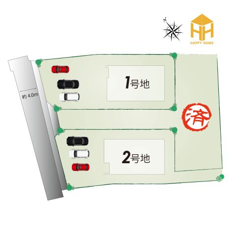 宝塚市中州1丁目新築一戸建て│4LDK+駐車3台可(車種制限あり)の区画図|※現況と図面が異なる場合現況を優先いたします。