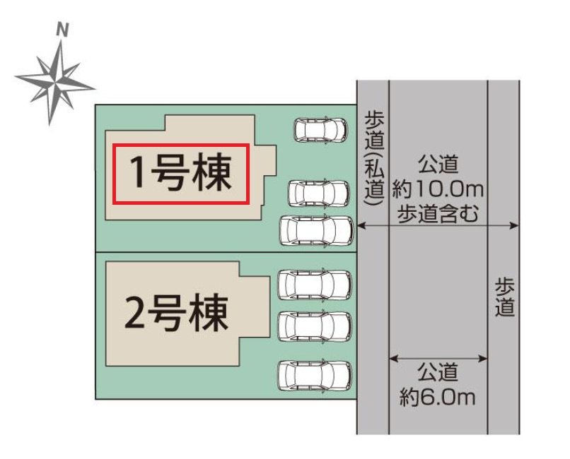 ブルーミングガーデン宇都宮市清原台6丁目の区画図|【全2棟】各号棟の詳細については、お気軽にお問い合わせください♪