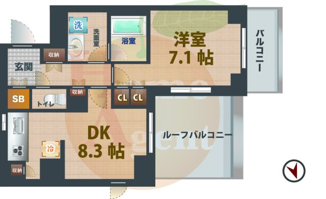 【間取り】 | エスティメゾン中野 | 1LDKのお部屋です。