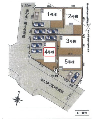 飯能市笠縫・全5棟　新築一戸建　4号棟の区画図|【全5棟・4号棟】カースペース並列2台