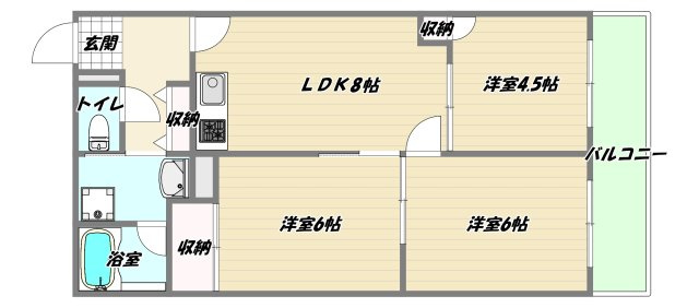 大阪市淀川区木川東４丁目の賃貸マンションの間取り