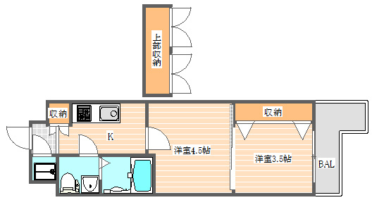 No.55 Wes-PROJECT55博多(ダブリューズプロジェクト55博多)の間取り|使いやすい間取りです。