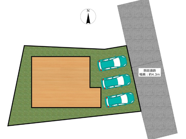 「4LDK＋納戸×駐車3台可」高知市朝倉己　中古一戸建ての区画図|並列駐車3台可◎敷地を有効活用したゆとりある区画設計！お車を複数台所有のご家族も安心です。