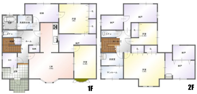 福井市本堂町　収納スペースの多いお家の間取り