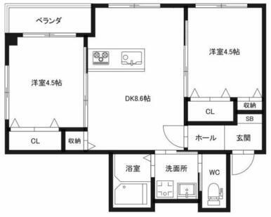 ピース コウセイ 古川の間取り