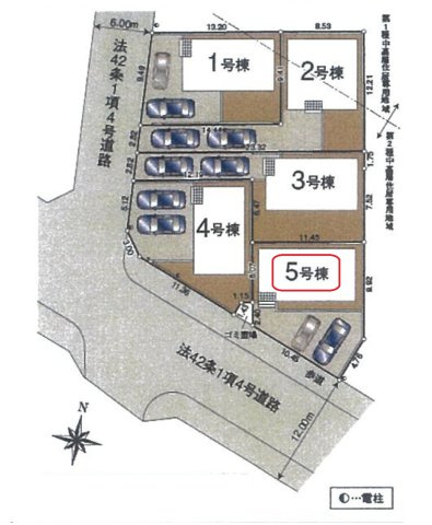 飯能市笠縫・全5棟　新築一戸建　5号棟の区画図|【全5棟・5号棟】カースペース並列2台（車種制限あり）