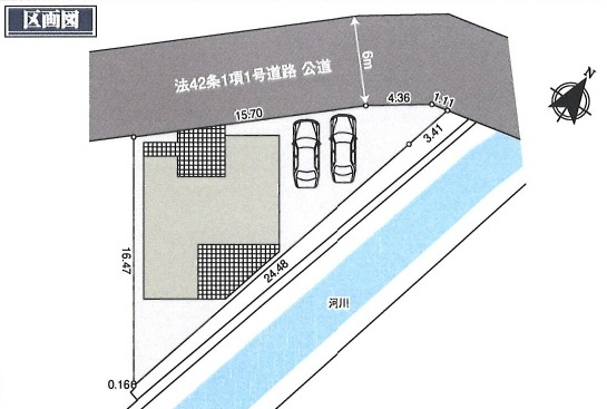 東村山市諏訪町2丁目・全1棟　新築一戸建の区画図|並列駐車2台可能です。