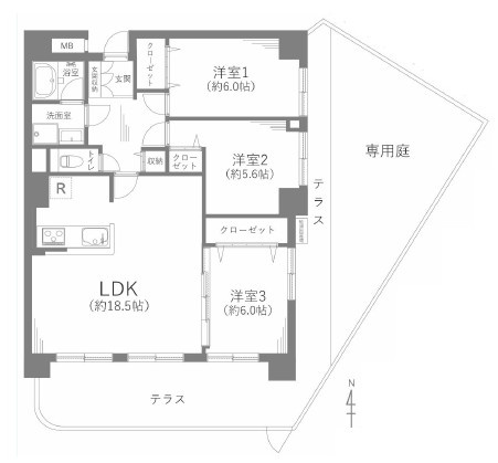 エスポア内田橋の間取り|間取図　※図面と現況が異なる場合は現況優先といたします。